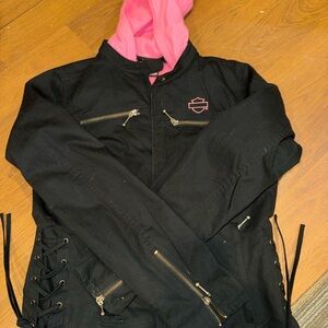 Harley-Davidson Black Jacket with Pink Hood